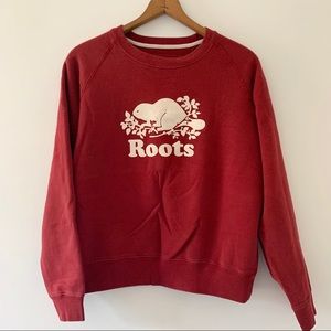 Roots Crewneck Red White Medium